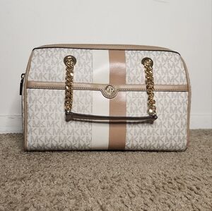 Michael Kors Blaire Medium Logo Stripe Satchel
